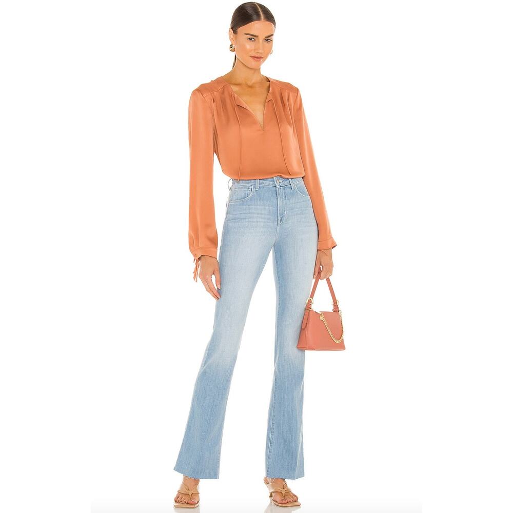 L'Agence Ruth High Rise Straight Raw Hem Jeans